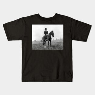 Lady on Horseback, 1912. Vintage Photo Kids T-Shirt